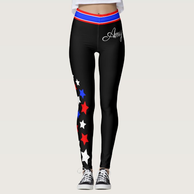 Leggings EE.UU. - Estrellas rojas blancas y azules (su nomb (Anverso)