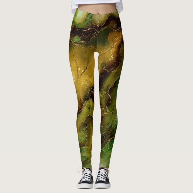 Leggings Efecto angosto en el verde y el oro (Anverso)