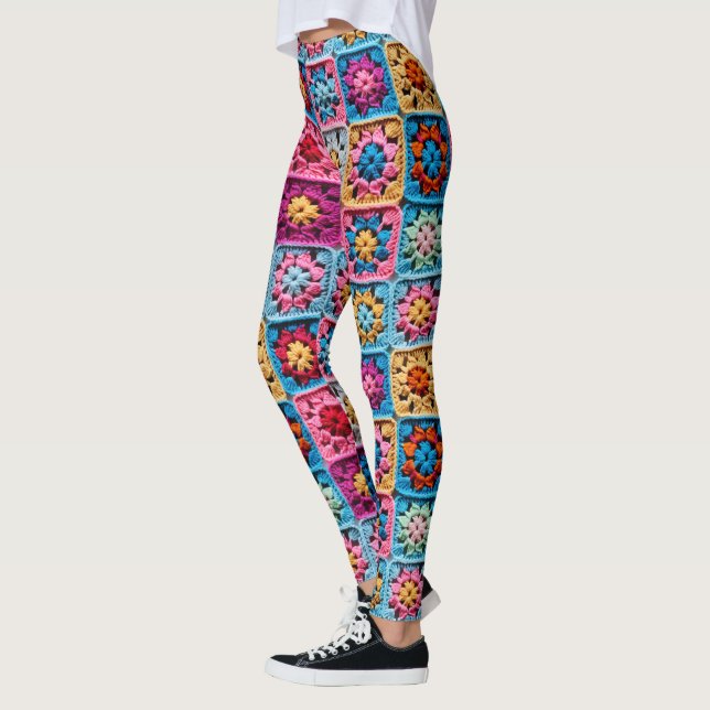 Leggings Efecto Crochet Granny Square Pattern (Izquierda)