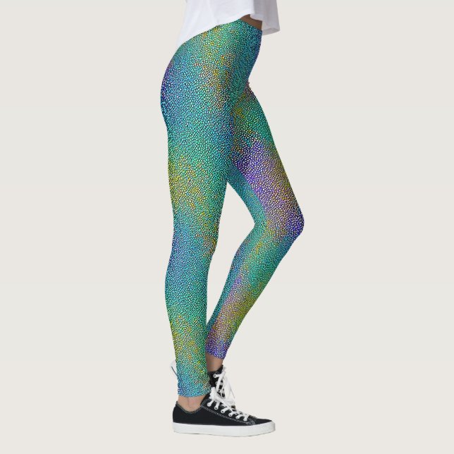 Leggings Efecto de aura colorida piel de camaleón turquesa  (Derecha)