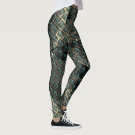 Leggings Efecto de ladrillo gris azul, bajo punto oscuro en