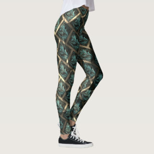 Leggings Efecto de ladrillo gris azul, bajo punto oscuro en