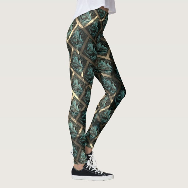 Leggings Efecto de ladrillo gris azul, bajo punto oscuro en (Derecha)