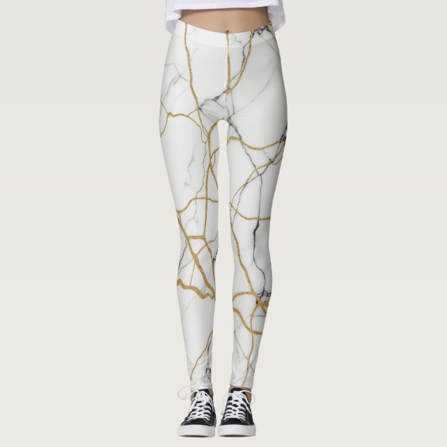 Leggings Efecto de mármol con venas de oro (Anverso)