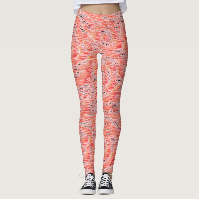 Leggings Efecto de mosaico estrecho de salmón y melocotón (Anverso)