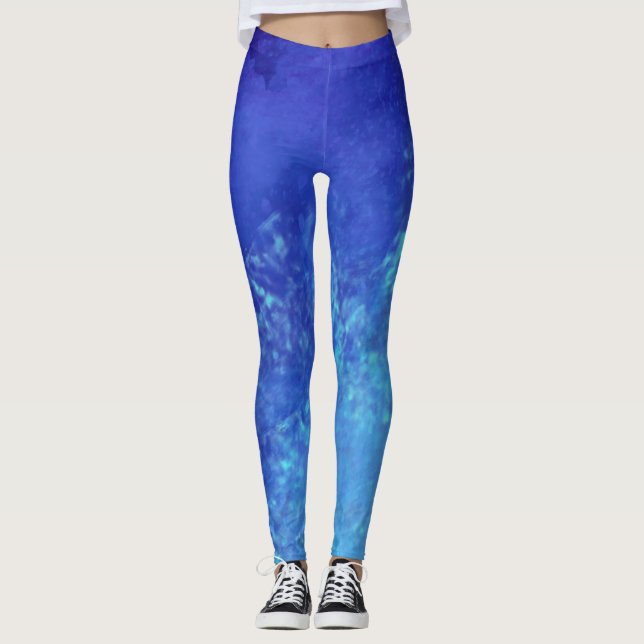 Leggings Efecto de sueño pintar nubes de manchas Azul (Anverso)