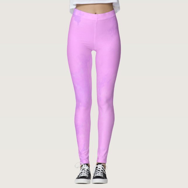 Leggings Efecto de sueño pintar nubes de manchas rosadas (Anverso)