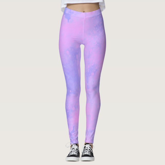 Leggings Efecto de sueño pintar nubes de manchas rosadas y  (Anverso)