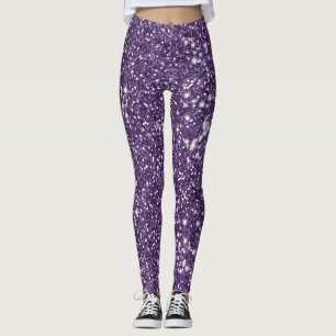 Leggings Efecto de textura de Purpurina púrpura falso