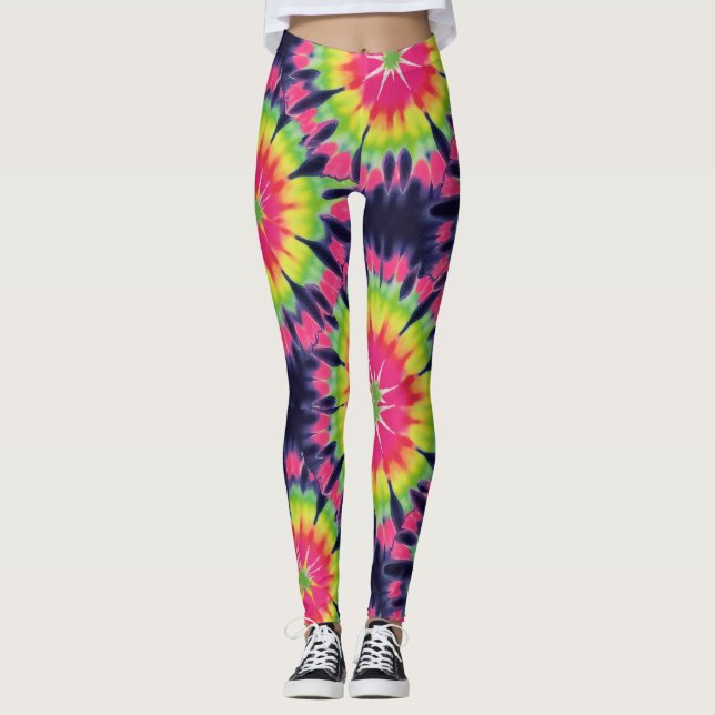 Leggings Efecto de tinte de puntas psicodélico Patrón sin p (Anverso)