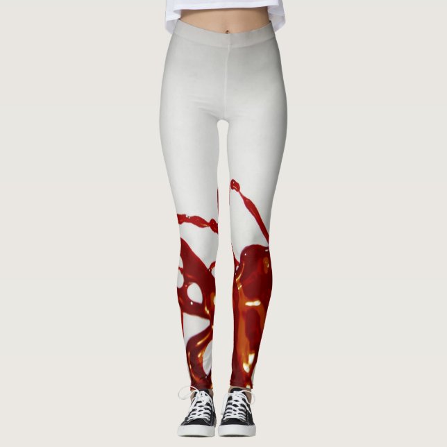 Leggings Efecto derrame de pintura roja (Anverso)