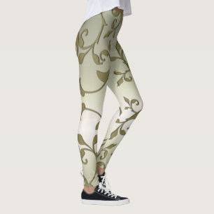 Leggings Efecto deslizante de hojas olivas de desplazamient