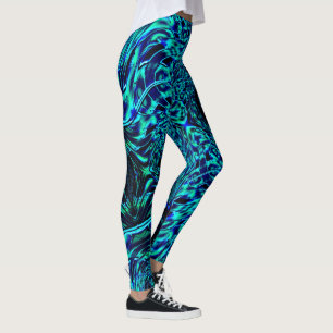 Leggings Efecto metálico con imagen retorcida azul + verdos