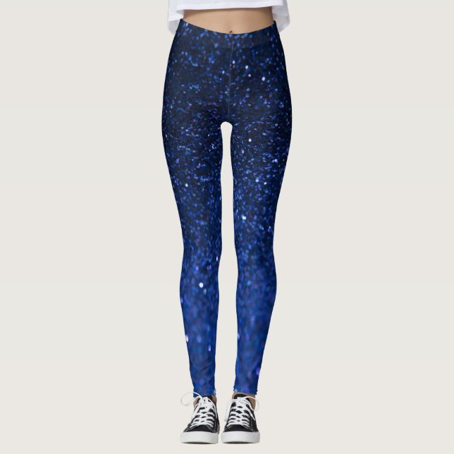 Leggings Efecto Purpurina azul Mujeres Piernas (Anverso)