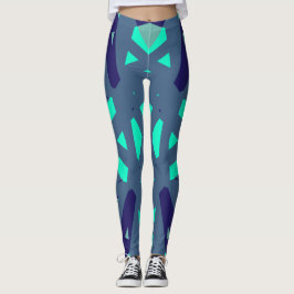 Leggings Ejercicio de gimnasia de yoga del patrón azul mari