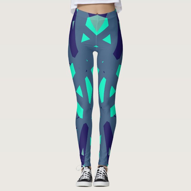 Leggings Ejercicio de gimnasia de yoga del patrón azul mari (Anverso)