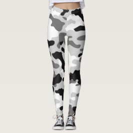 Leggings Ejército blanco y gris negro de moda