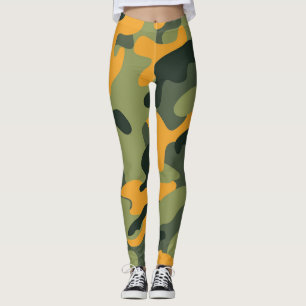 Leggings Ejército verde y naranja Camuflaje Camo
