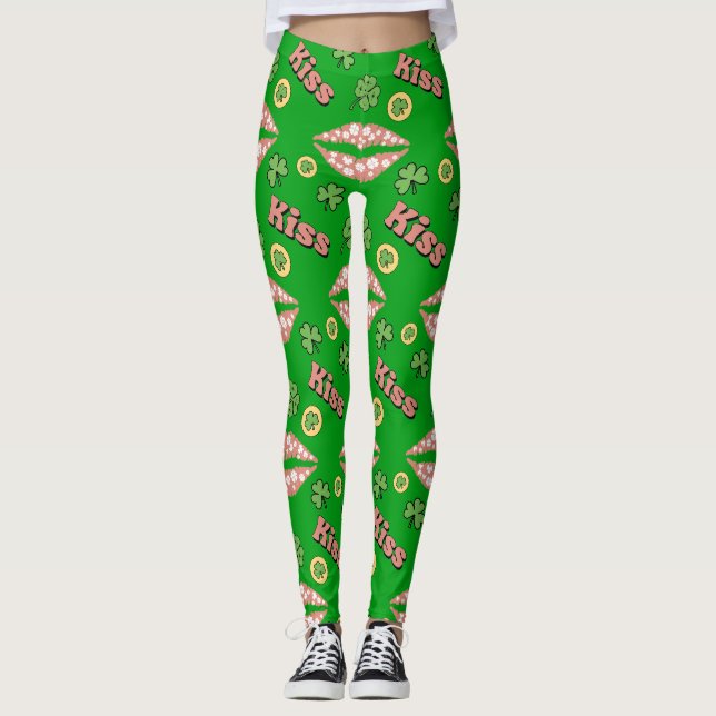 Leggings El amante de los besos levanta el Shamrock St Patr (Anverso)