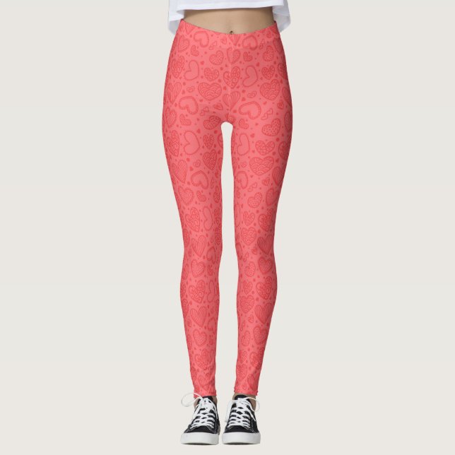 Leggings El amor de las piernas de los corazones rojos (Anverso)