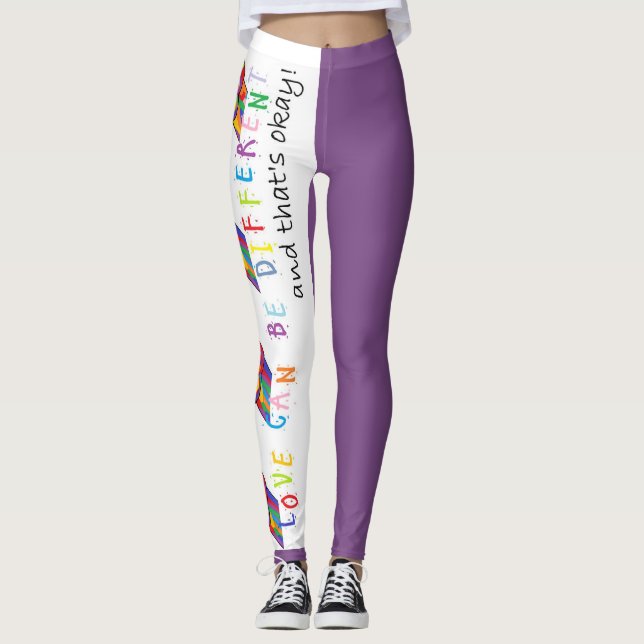 Leggings El amor del ASL puede ser diversa púrpura (Anverso)