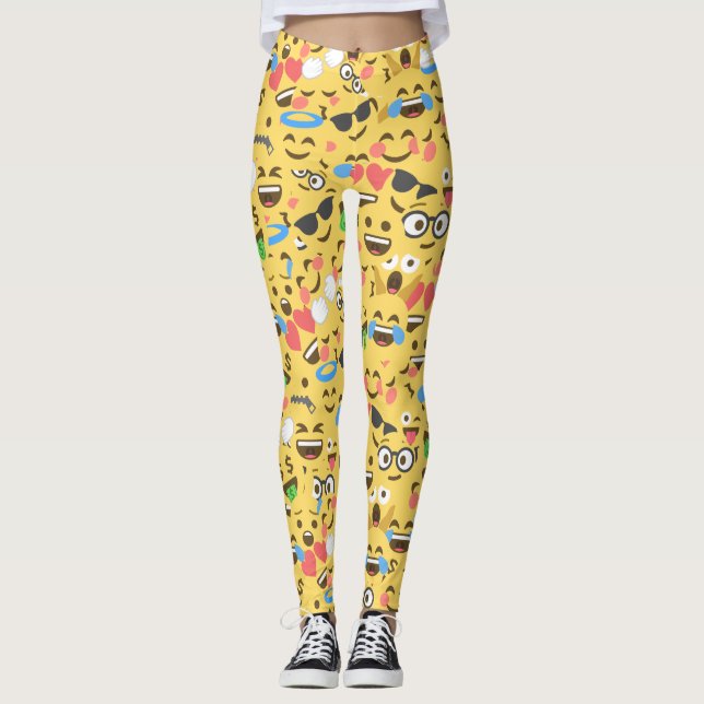 Leggings el amor lindo de la emoji oye el modelo de la risa (Anverso)