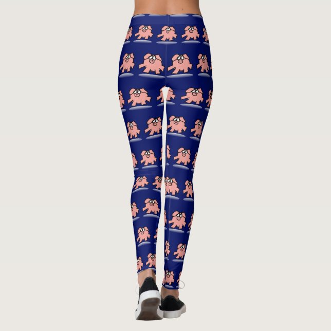 Leggings El año divertido 2019 del cerdo del dibujo animado (Reverso)