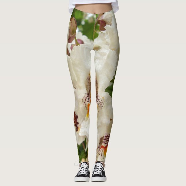 Leggings El árbol de haba indio florece las polainas (Anverso)