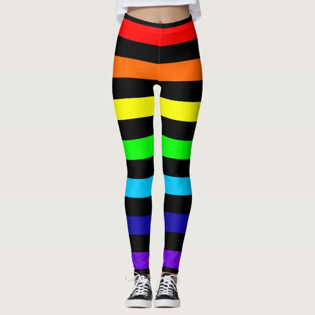 Leggings El arco iris raya las polainas (Anverso)