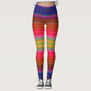 Leggings El arco iris raya las polainas rojas de la púrpur