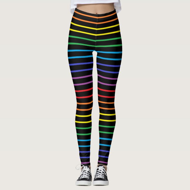 Leggings El arco iris resumido raya negro (Anverso)
