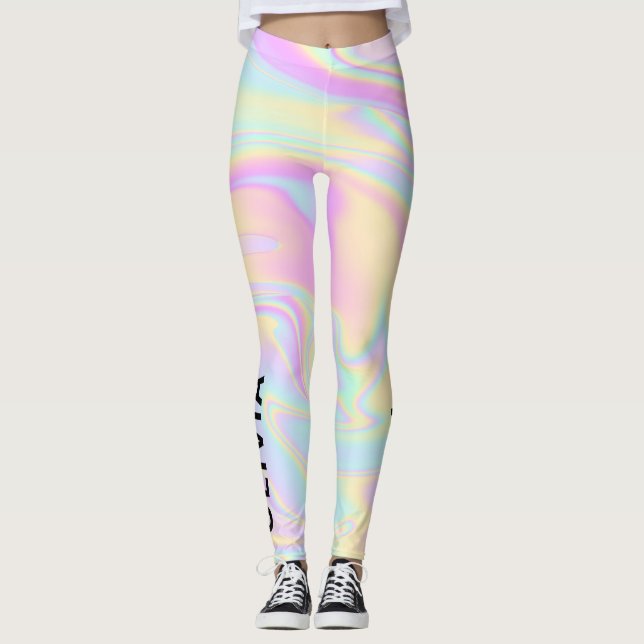 Leggings El arcoiris holográfico colorido personalizado (Anverso)
