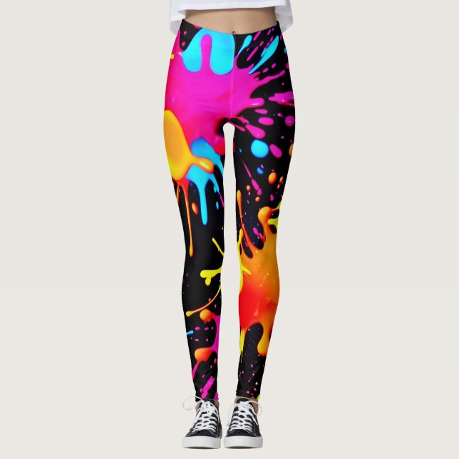 Leggings El arte abstracto de Neon en movimiento (Anverso)