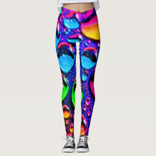 Leggings El arte de las gotas de agua de neón brillantes
