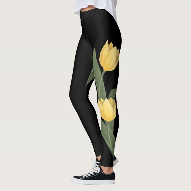 Leggings El arte de los tulipanes de Pascua de las polainas (Izquierda)
