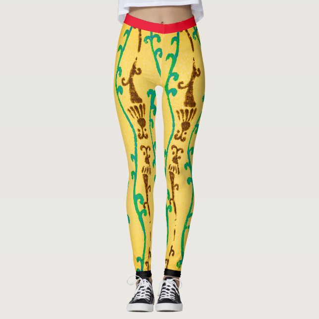 LEGGINGS EL ARTISTA JAPONÉS KORIN IMPRESIONÓ LEYES AMARILLO (Anverso)