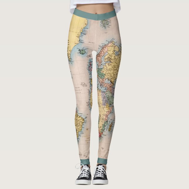 Leggings El Atlas del Mapa Mundial de Viajes de Lover (Anverso)