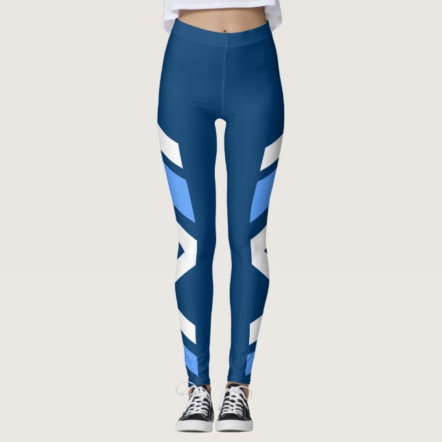 Leggings El azul asimétrico de la banda lateral sombrea las (Anverso)