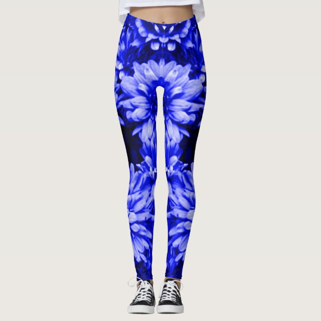 Leggings El azul florece las polainas (Anverso)