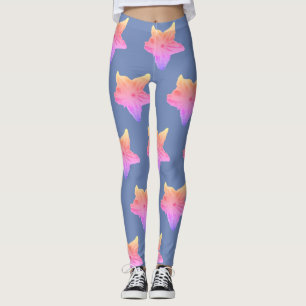 Leggings El azul se descolora las polainas de la flor del