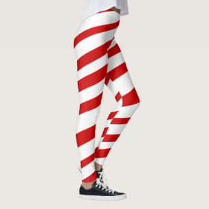 Leggings El bastón de caramelo blanco rojo raya días de