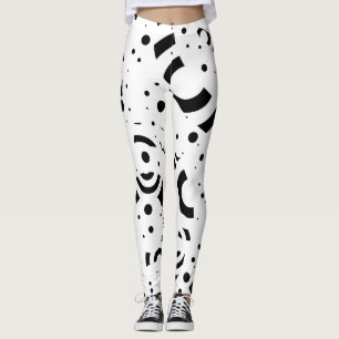 LEGGINGS EL BLANCO NEGRO ABSTRACTO CIRCUNDA EL ARTE DE