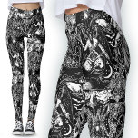 Leggings El blanco satánico más oscuro del diablo negro bap<br><div class="desc">Leyendas del diablo gótico | Aparato gótico. Abraza el oscuro encanto de mis Leyendas del diablo gótico satánico y negro más oscuro. Estas leggings en blanco y negro presentan un patrón de guiño brujo con Baphomet, murciélagos, gatos, cuervos, lunas, estrellas, cúpidos, corazones y arañas. Perfecto para los que se sienten...</div>