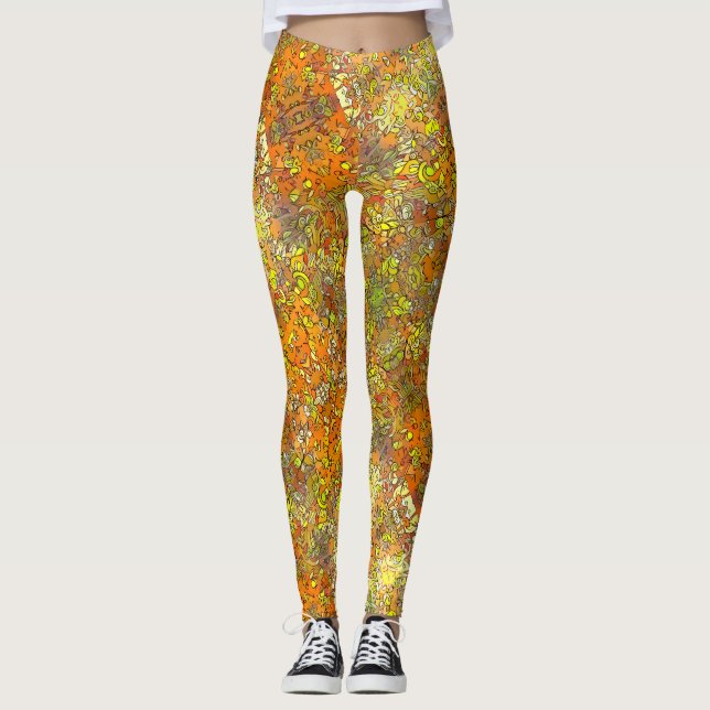 Leggings El "bosque de la miel," imprime las polainas (Anverso)