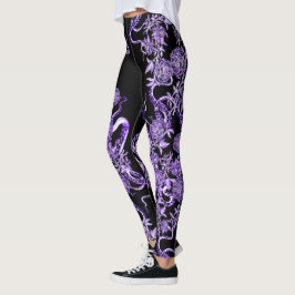 Leggings El calamar y el Rosa morado y negro