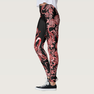 Leggings El calamar y el Rosa rojo y negro