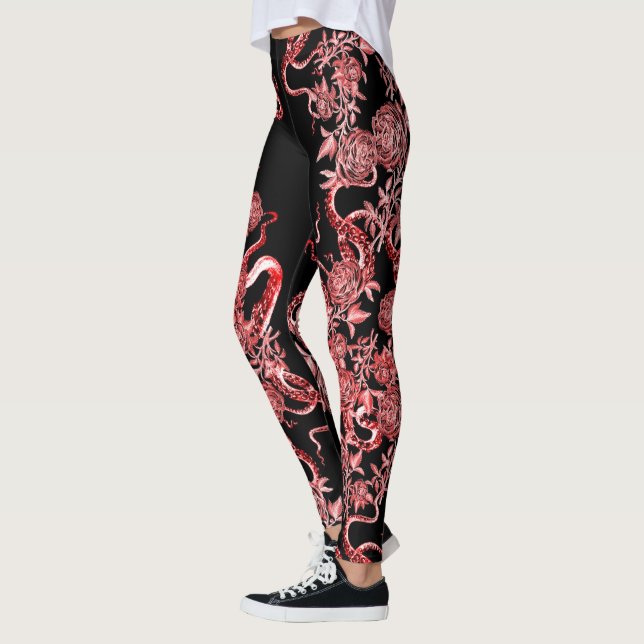 Leggings El calamar y el Rosa rojo y negro (Izquierda)