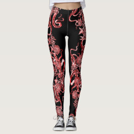 Leggings El calamar y el Rosa rojo y negro