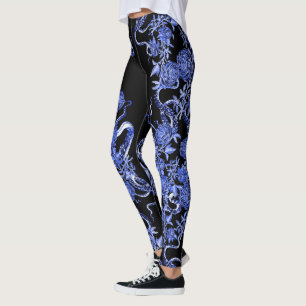 Leggings El calamar y las piernas azules y negras Rosas