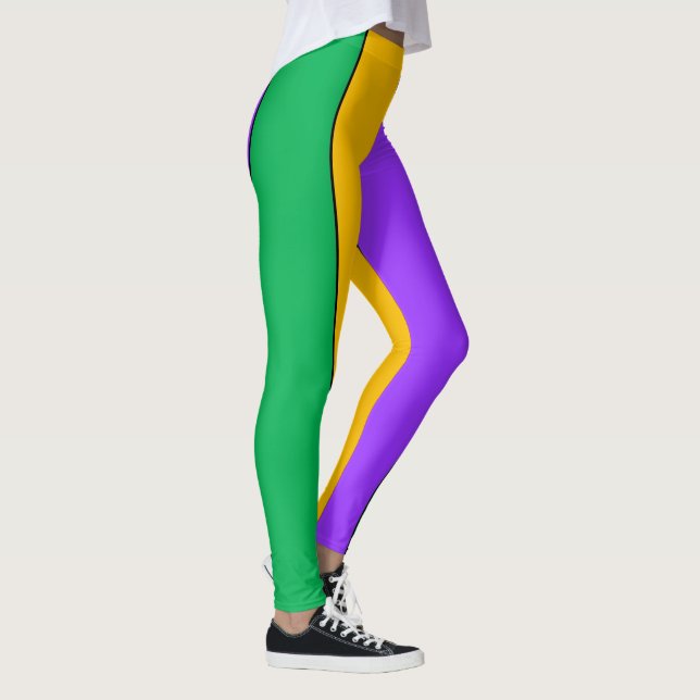 Leggings El carnaval raya amarillo verde púrpura del modelo (Derecha)